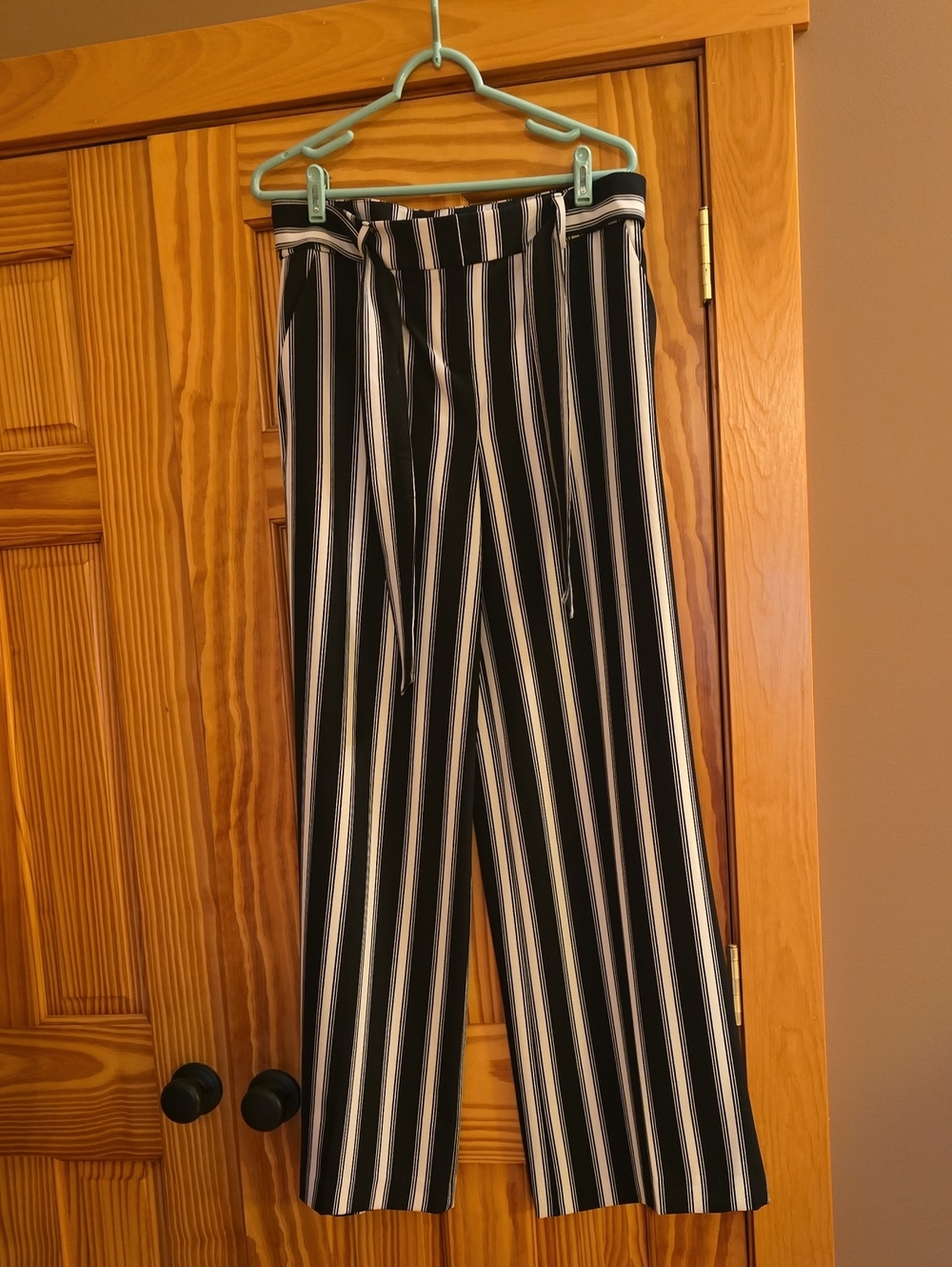 New York & Co. Striped Wide Leg Pants - Black & White